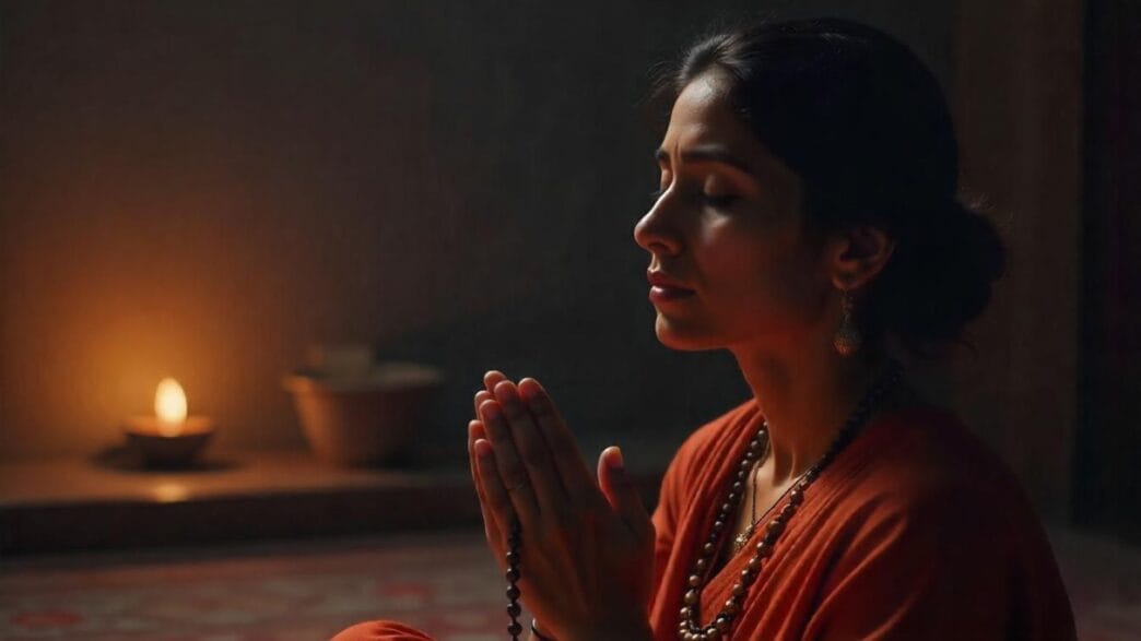Bhakti Dhaara: Exploring Hindu Dharma's essence एक व्यक्ति जो नाम जप करते हुए यह सोच रहा है कि नाम जप में मन क्यों भटकता है और उसे कैसे शांत किया जाए।