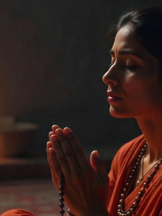 Bhakti Dhaara: Exploring Hindu Dharma's essence एक व्यक्ति जो नाम जप करते हुए यह सोच रहा है कि नाम जप में मन क्यों भटकता है और उसे कैसे शांत किया जाए।