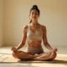 Bhakti Dhaara: Exploring Hindu Dharma's essence एक शांत कमरे में एक व्यक्ति फर्श पर योगा मैट पर सुखासन में बैठा है, जिससे जमीन पर बैठने के फायदे का पता चलता है।