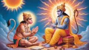 Bhakti Dhaara: Exploring Hindu Dharma's essence हनुमान जी सूर्य देव से ज्ञान प्राप्त करते हुए ब्रह्मचारी रूप में